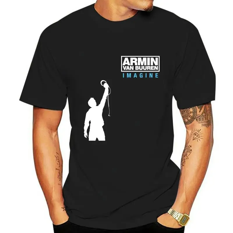 Armin Van Buuren Imagine T-Shirt Hip-hop da uomo Design O collo maglietta a maniche corte estiva nera maglietta da uomo di moda