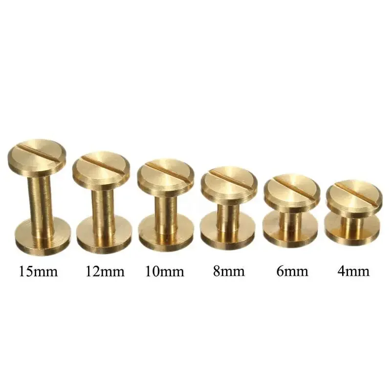 10-30Pcs Solids Brass Binding Chicago Screws Nail Rivets Golds Solids Female Rivet Slotted Belt Screw Stud Head Leather Metal