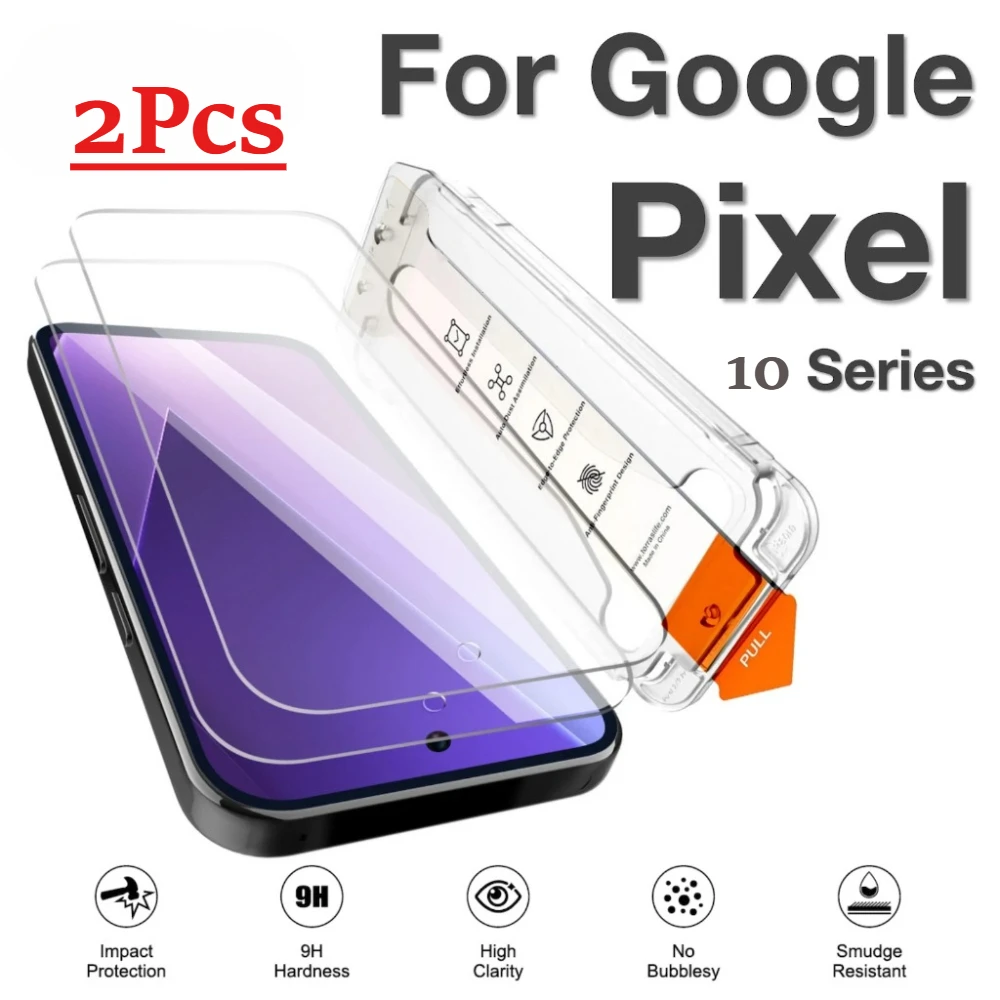 

2 шт. Защитное стекло с олеофобным покрытием, без пыли, для Google Pixel 10a 9a 7a 6a 8a 9 10 Pro XL, простая установка, защита экрана