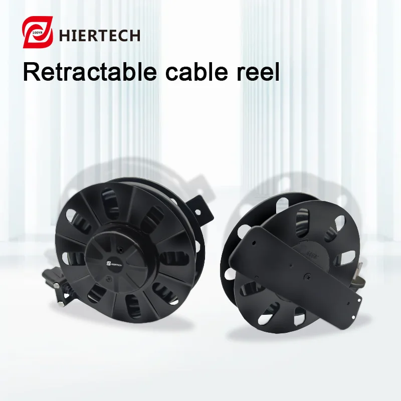 HIERTECH Retractable Cable Reel with UK Plug 3-Pin×0.75mm² Round Cord 5m Auto-Rewinding Good For Household Factory Facilities