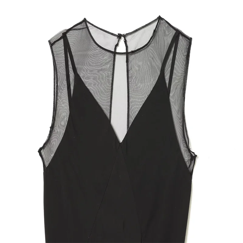 Elegante tubino nero trasparente per donna High-Street Chic Autunno/Inverno 2025 Nuova collezione Alla moda ed elegante
