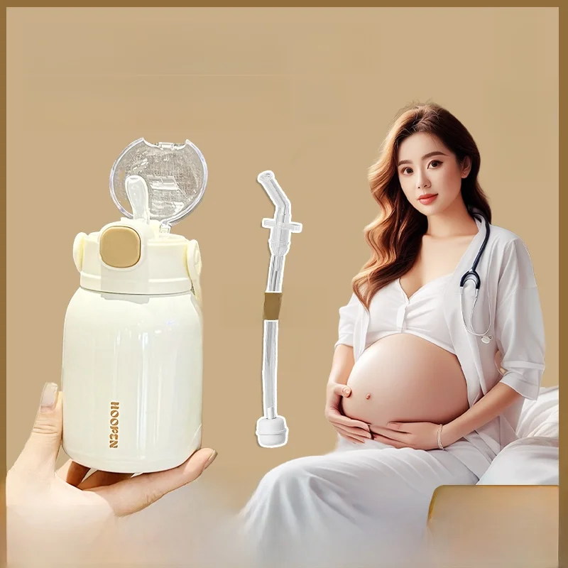 bouteille-d'eau-isotherme-pour-femmes-enceintes-avec-paille-et-bille-lestee-pour-boire-allongee-–-design-esthetique-–-nouveaute-2024