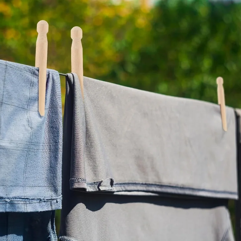 100PCS Round Clothespins Wooden Doll Peg Pins Unfinished Blank DIY Decoration for Crafts and Laundry