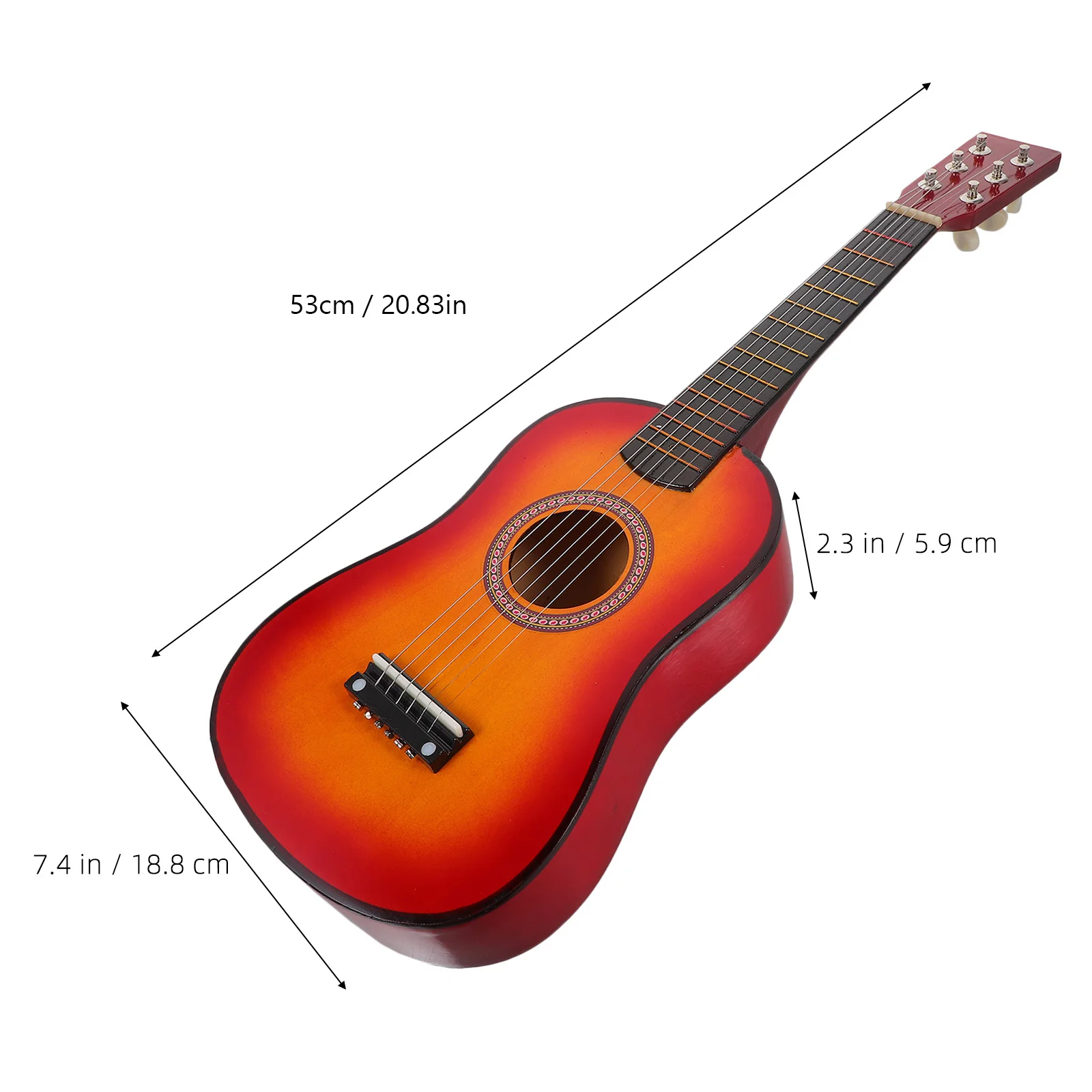 Guitarra folk para iniciantes, instrumento acústico vintage de 23 espaços para crianças, material de basswood, brinquedo musical, presente com qualidade de som rica