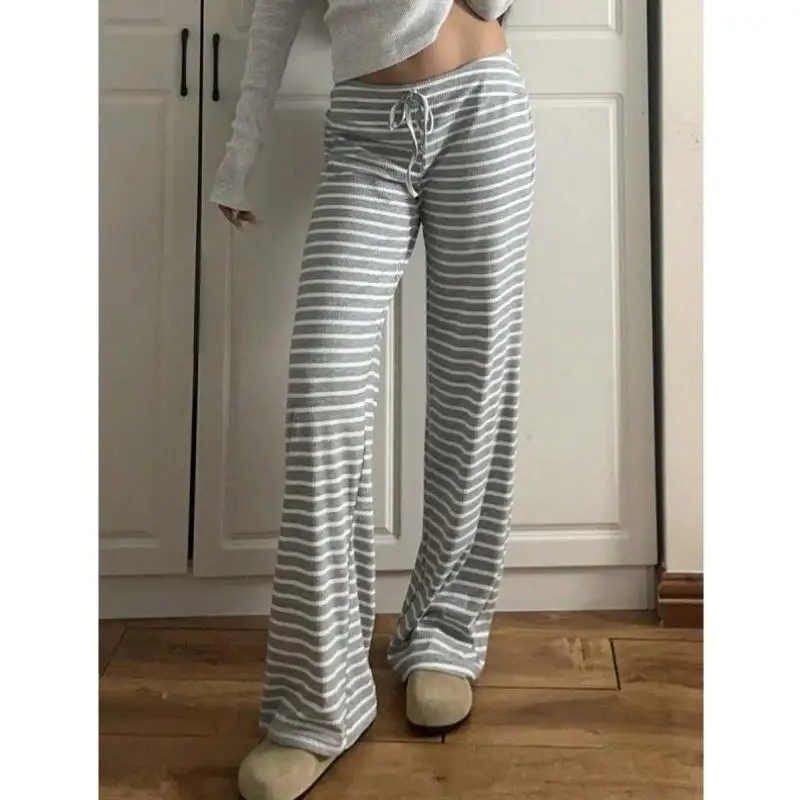 

M 2602, новые трансграничные женские полосатые брюки с низкой талией для йоги, свободные брюки из девяти предметов в стиле ретро Sle Ciwalk