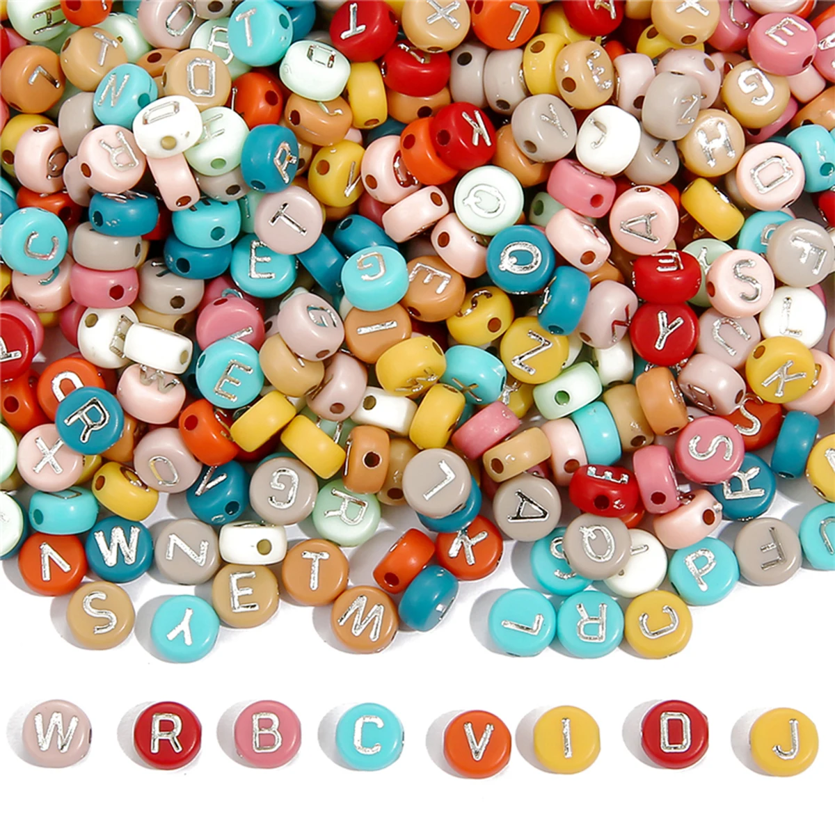 7mm Black White Mixed Letter Acrylic Beads Round Flat Alphabet Spacer Beads For Jewelry Making Handmade Diy Bracelet Necklace
