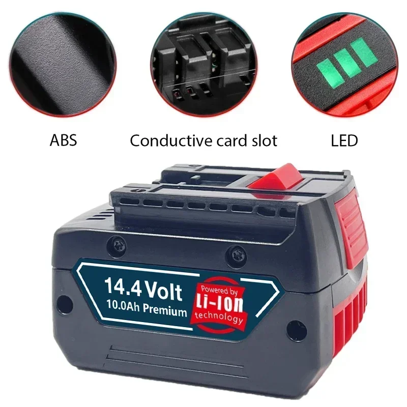 

NEW For BOSCH Authentic 14.4V 10AH LITHIUM-ION BATTERY GBA 18V 10AH 18V Professional GBA GSR GSB BAT618 BAT609 w/Fuel Guage