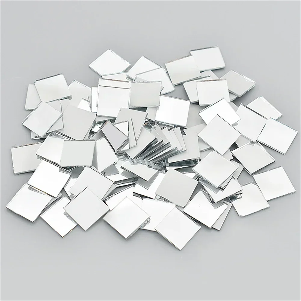 100 Stück Glasspiegel-Mosaikfliesen, kleine quadratische Form, DIY-Handwerk, handgefertigte Accessoires, Heimwandkunst, Dekorationszubehör