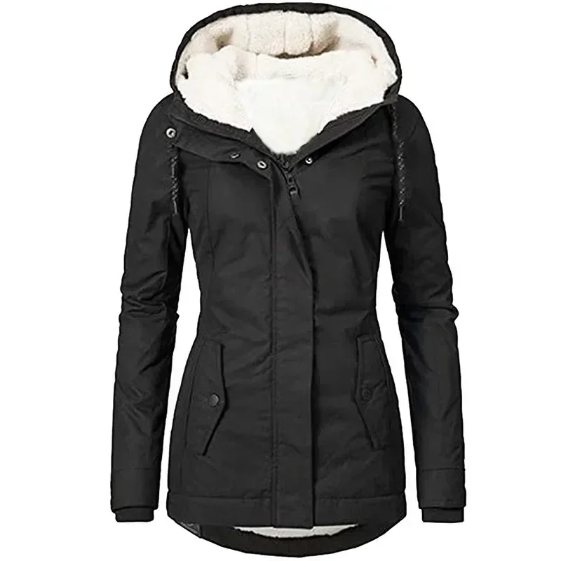 Customized 2024 New Winter Women Warm Parkas Hooded Thick Plush Coats Female Mid-Long Cotton Jacket Warm Coat Outwear