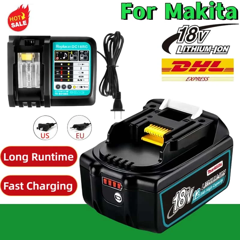 

100% NEW for Makita 12Ah/8Ah/5Ah for Makita 18V Battery BL1830B BL1850B BL1850 BL1840 BL1860 BL1815 Replacement Lithium Battery