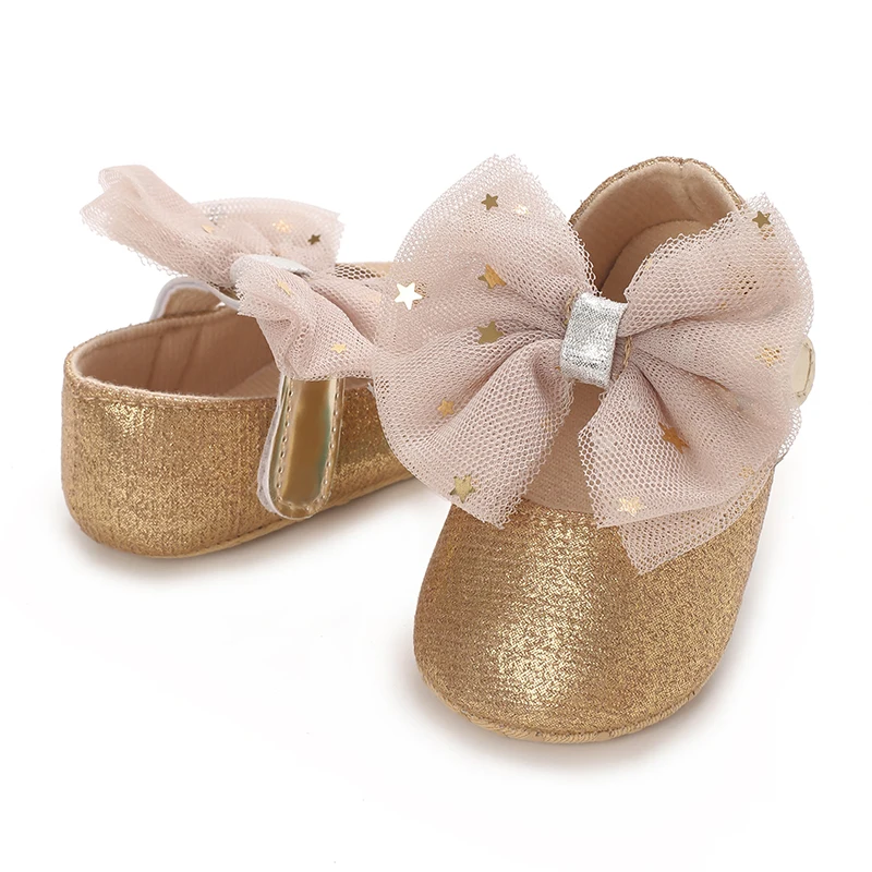 New Baby Girl Shoes With Cotton Buttons The First Walkers Big Bow Spring And Autumn Princess Shoes Party Wedding Baby 0-18M