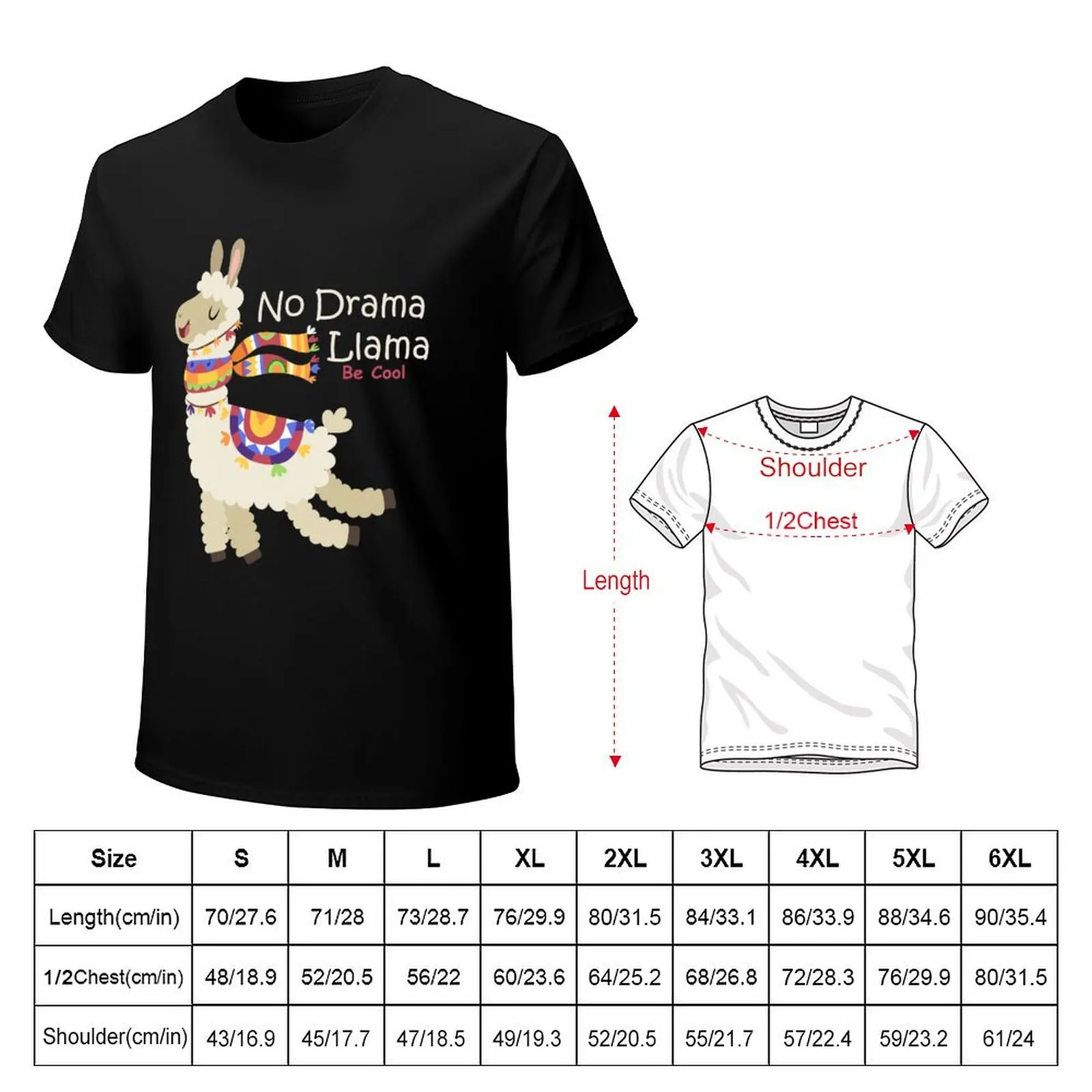 No Drama Llama T-Shirt Fashion Pattern Printed Tee Shirt