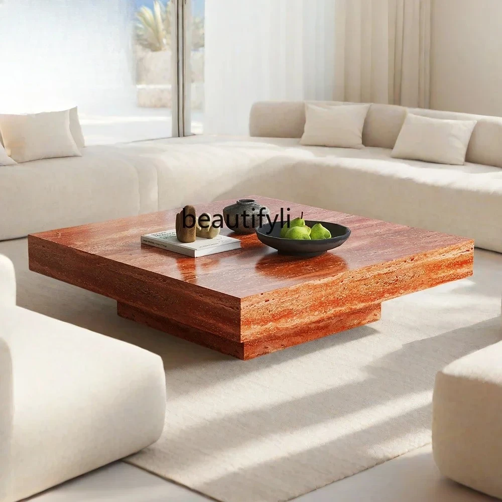 

Coffee table retro style home living room high sense square light luxury tea table corner table