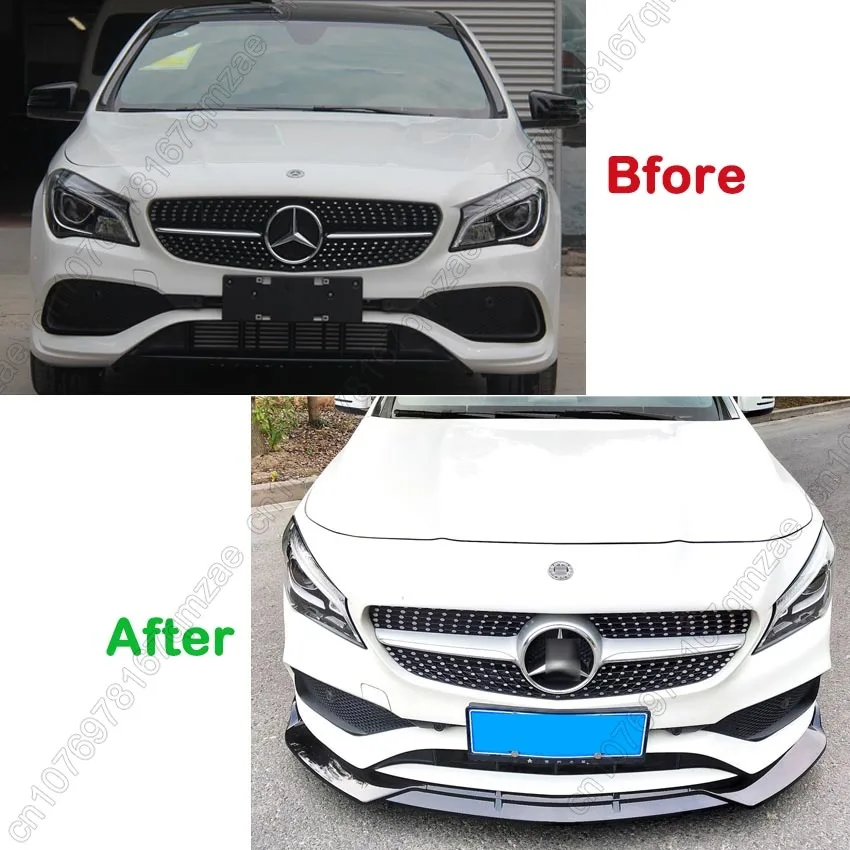 For Mercedes Benz CLA Class C117 W117 2016-2019 Front Bumper Splitter Lip Spoiler Diffuser Guard Protection Cover Trim Black