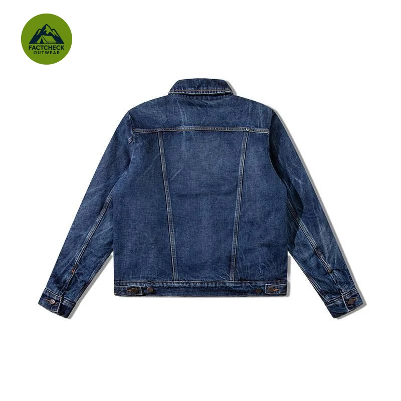 FACTCHECK EU US Size Luxury Quality Denim Jacket Faded Denim Stone Washing Workwear Vintage Winter Warm Denim Jacket view 2