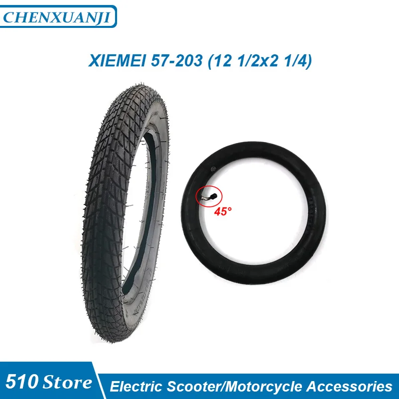 57-203 (12 1/2x2 1/4) Outer Tire and Inner Tube for Many Gas Electric Scooters  E-Bike  Inch Wheel Tyre  1/2 X 2 1/4