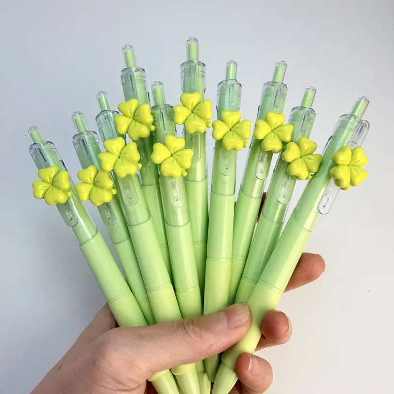 20/30pcs  Creative, simple, cute, cartoon four-leaf clover-shaped retractable ballpoint pen Campus Design Back-to-School Season