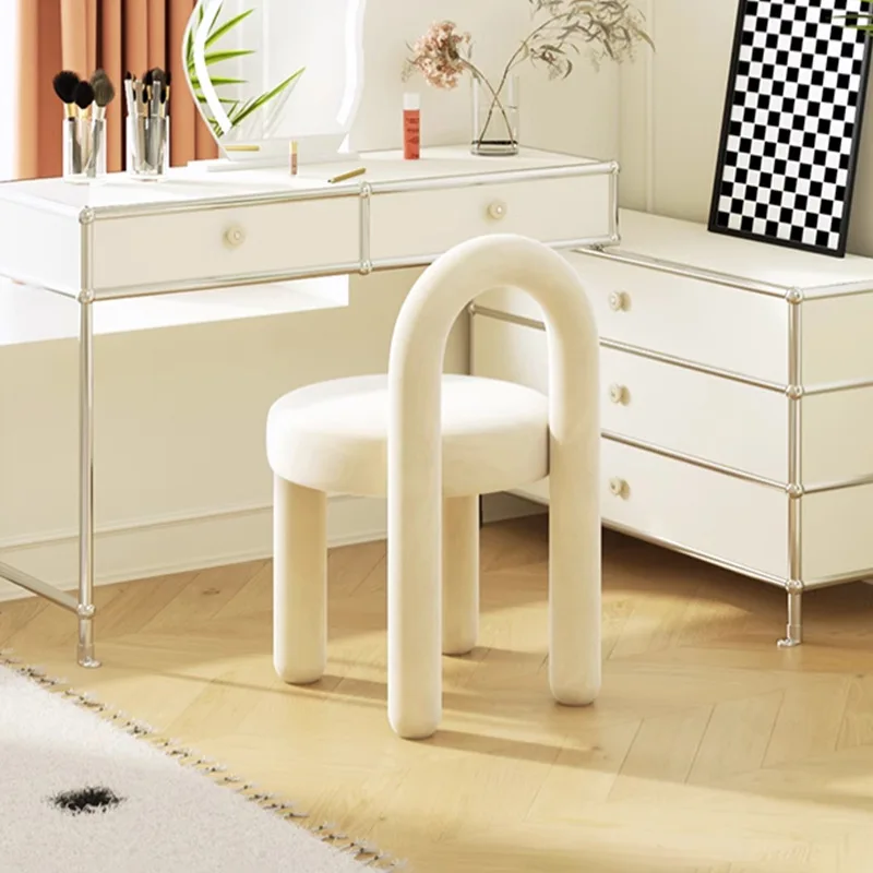 

Cream wind makeup stool girls bedroom light luxury dressing stool high sense household dresser special makeup chair