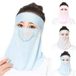 Ice Silk Sunscreen Full Face Mask Neck Wrap Cover Summer Cycling Headwear Anti UV Face Cover Outdoor Hiking Running Tube Scarf