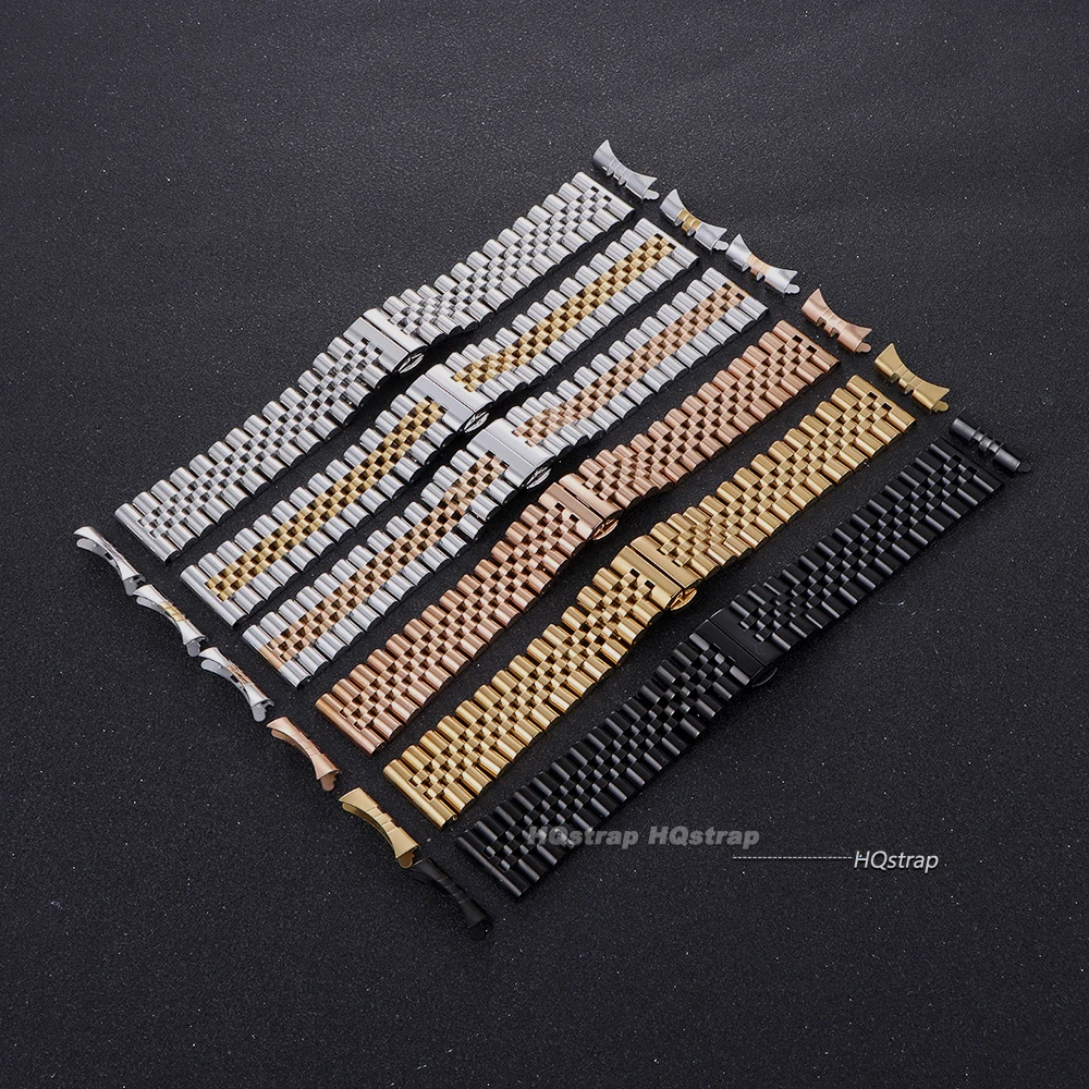 Massives Edelstahl-Uhrenarmband für Rolex, flaches, gebogenes Endband, Schmetterlingsverschluss, Ersatzgürtel, 12, 13, 14, 16, 17, 18, 19, 20, 21, 22 mm – Detail 4