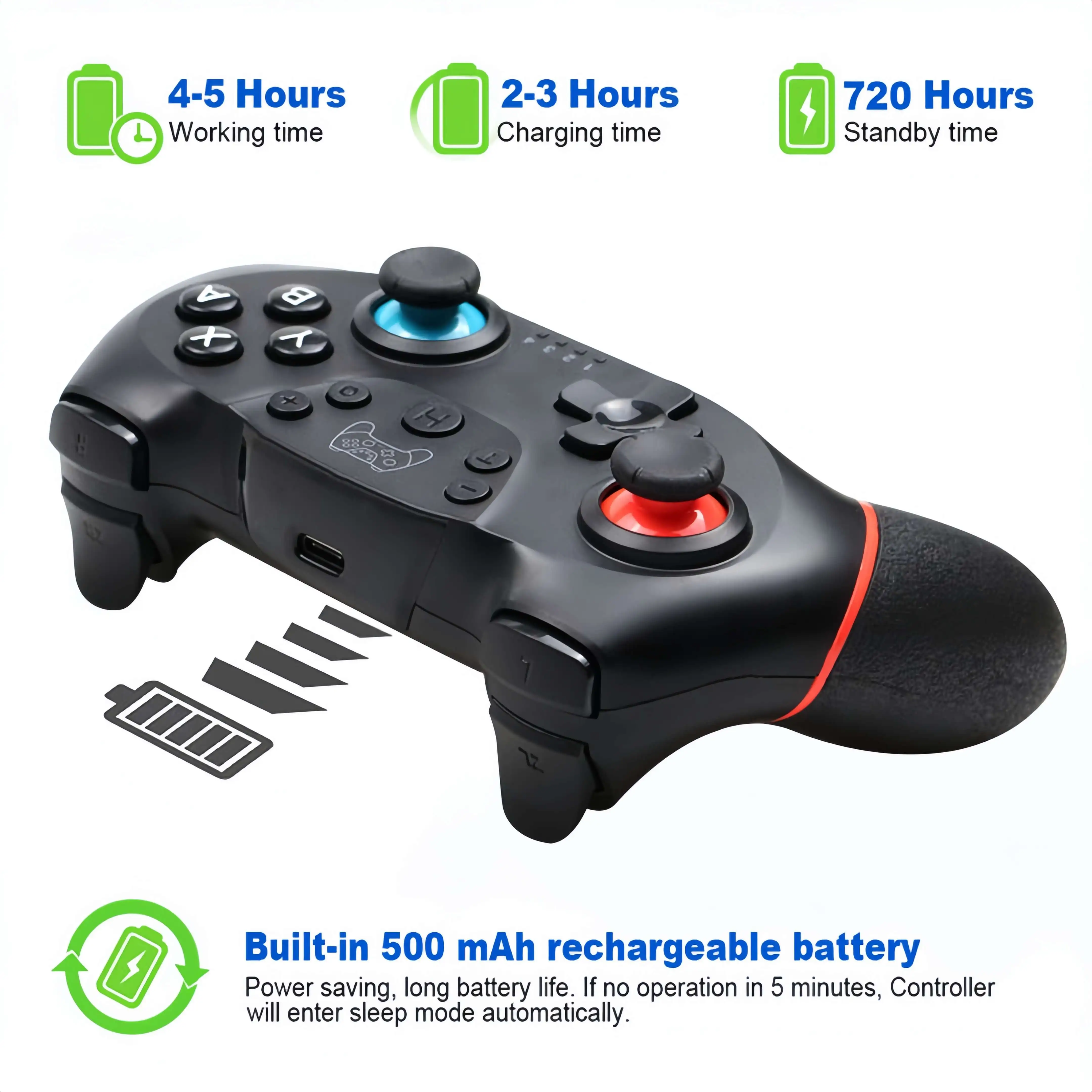 Controller Wireless compatibile-Nintendo Switch Turbo regolabile con Gamepad a vibrazione a 6 assi per Console PC/NS Lite