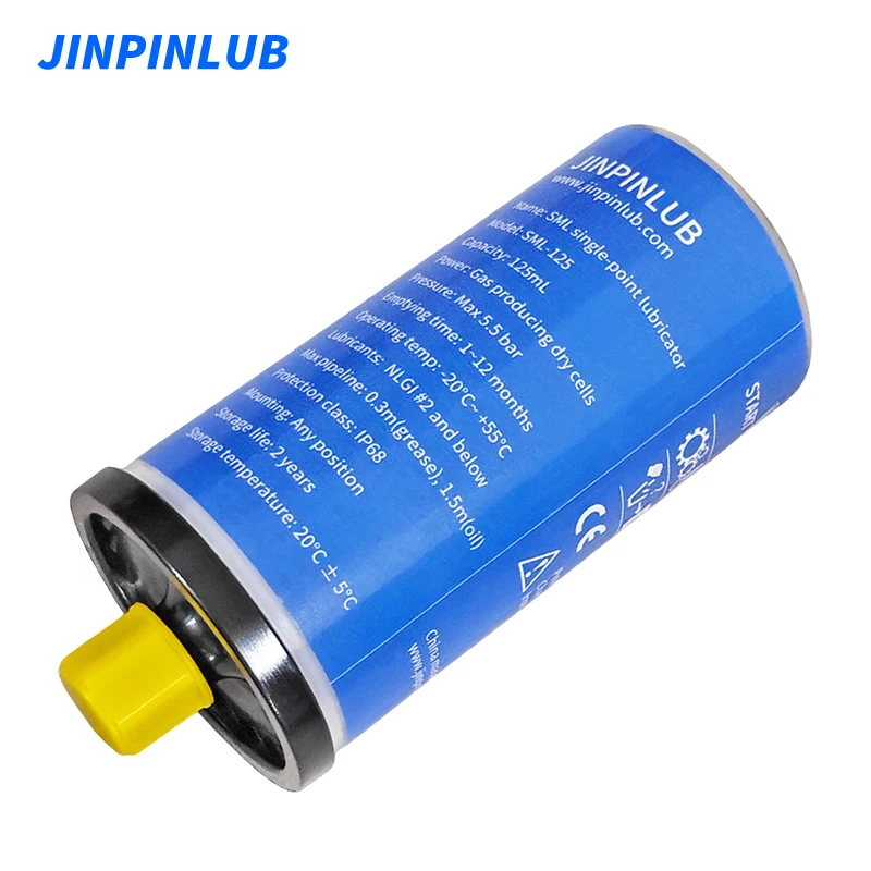 JINPINLUB 125ml gas driven 5bar automatic single point lubricator piston grease lubrication device for bearings