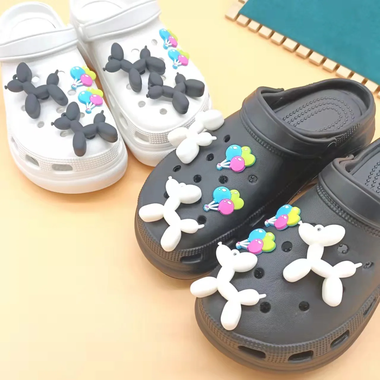 Black and White Balloon Dog Hole Shoe Charms Accessories Shoe Buckle Colored Balloon Shoe Flower DIY Shoes Decorations