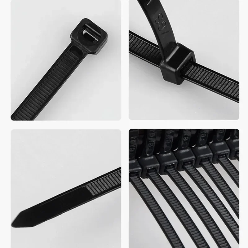 Self-locking Plastic Nylon Tie 100 PCS Black 5X300cable Tie Fastening Ring 3X200 Cable Tie Zip Wraps Strap Nylon Cable Tie Set