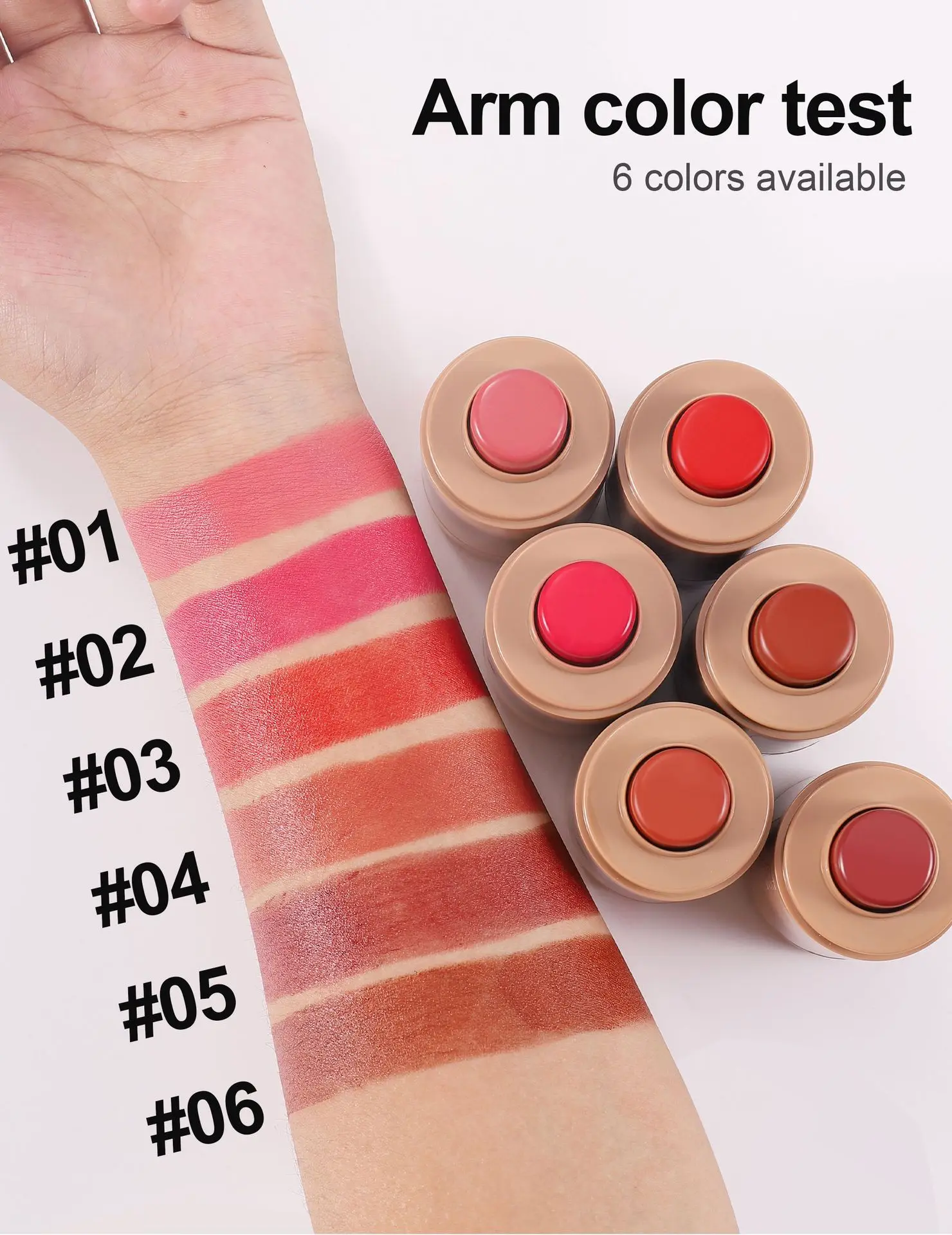 Smooth Blush Stick Lipsticks Naturally Saturated Long-lasting Waterproof Natural Blush Brightening Skin Tone Beauty Makeup ins