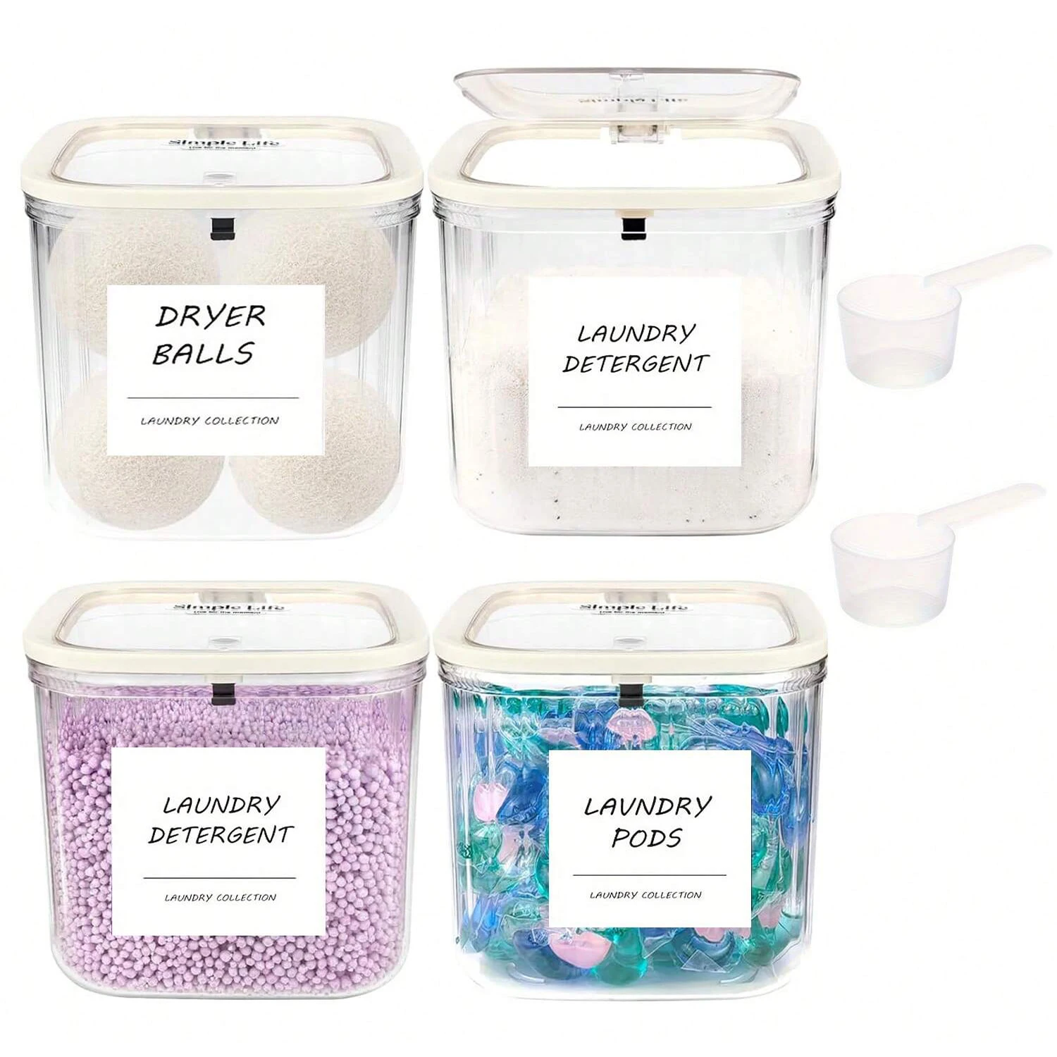 Laundry Pods Container,Clear Laundry Room Organization and Storage Containers with Pop-Up Lids & Labels Large Laundry Detergent