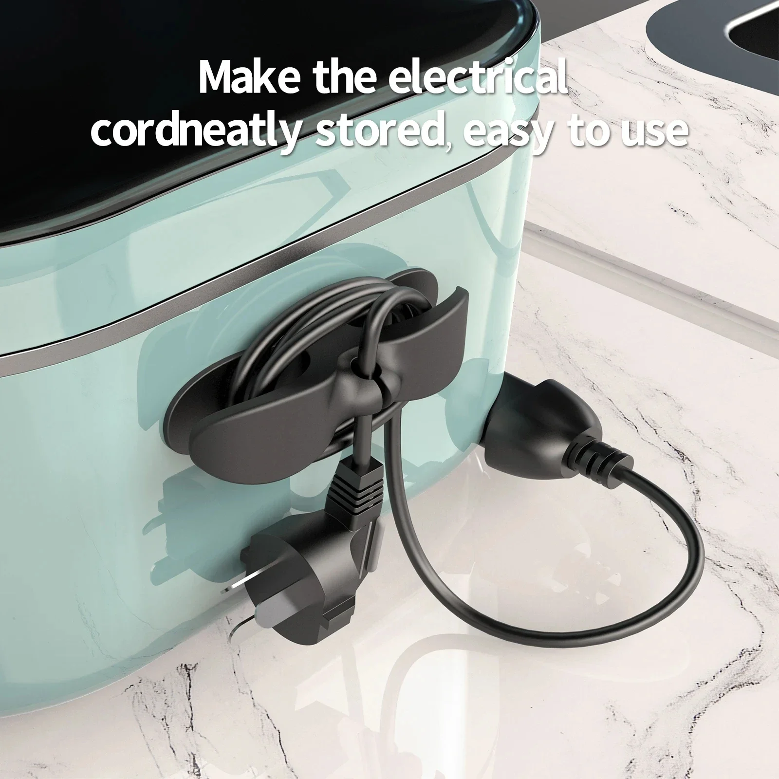 Organizador de Cables para Electrodomésticos de Cocina, Enrollador de Cables, Clip de Gestión de Cables para Freidora de Aire, Cafetera, 3-6 Piezas