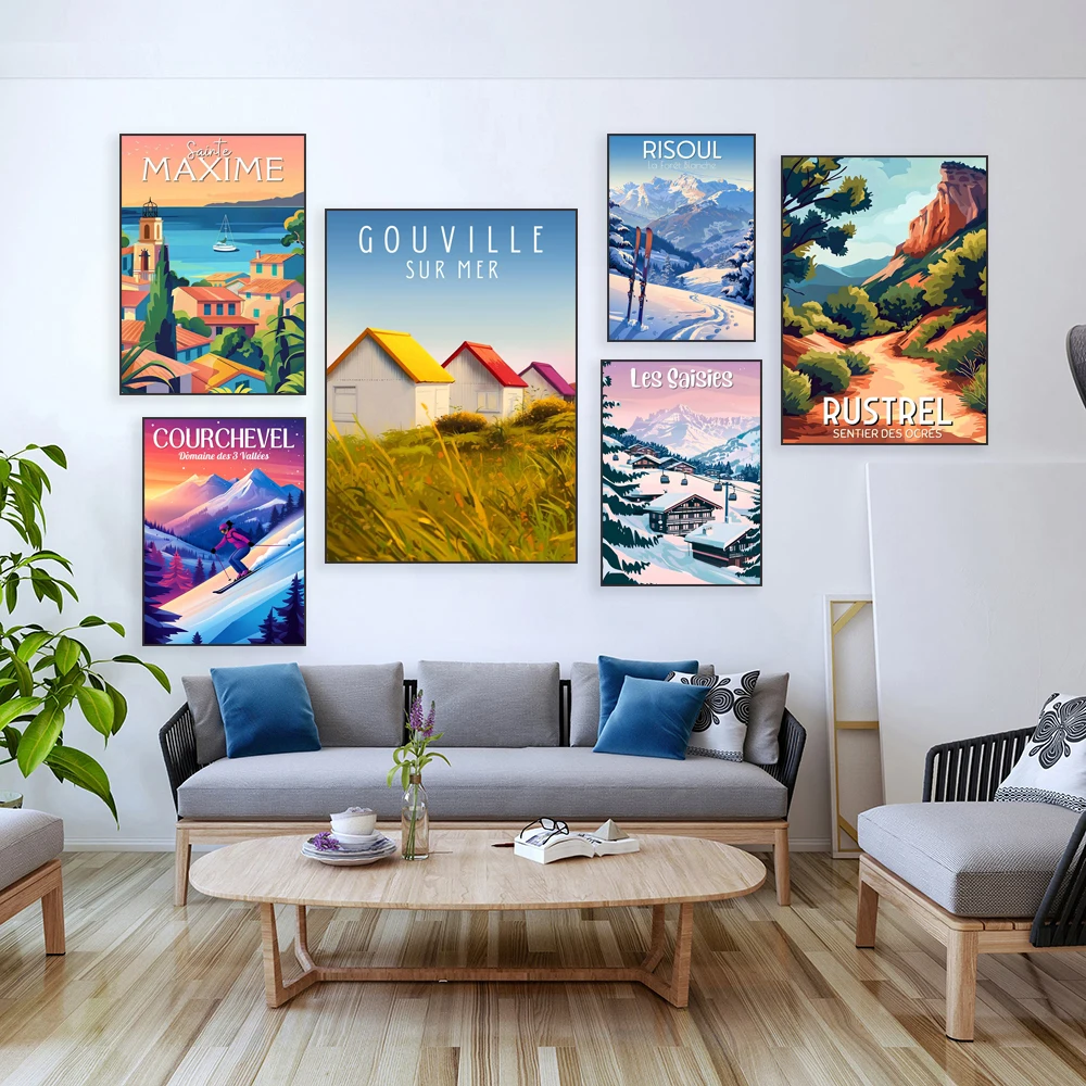 Rustrel - Ochre Trail Saint Raphael، Pyrenees Hike، Courchevel، Meaux، Sainte-Maxima، Road Basque Coast، ملصق جولة Brittany #2