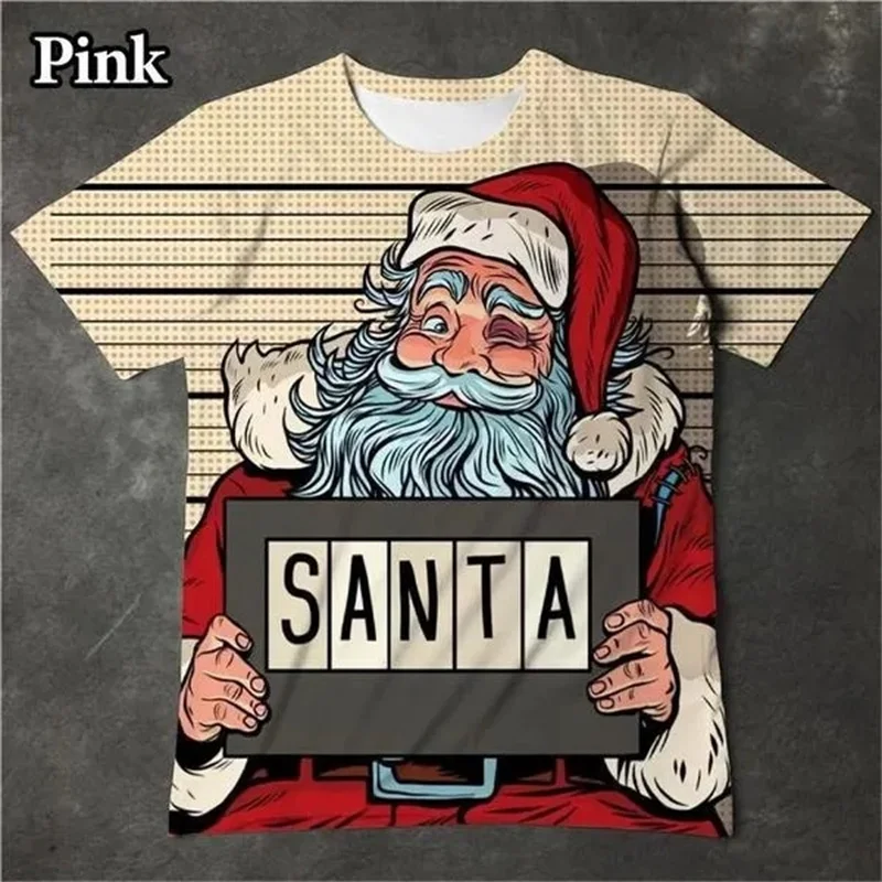 

New Funny 3D Santa Claus Printed T Shirt Men Merry Christmas Gifts T-shirt Womens Clothing Harajuku Fashion Kids Tee Shirts Tops