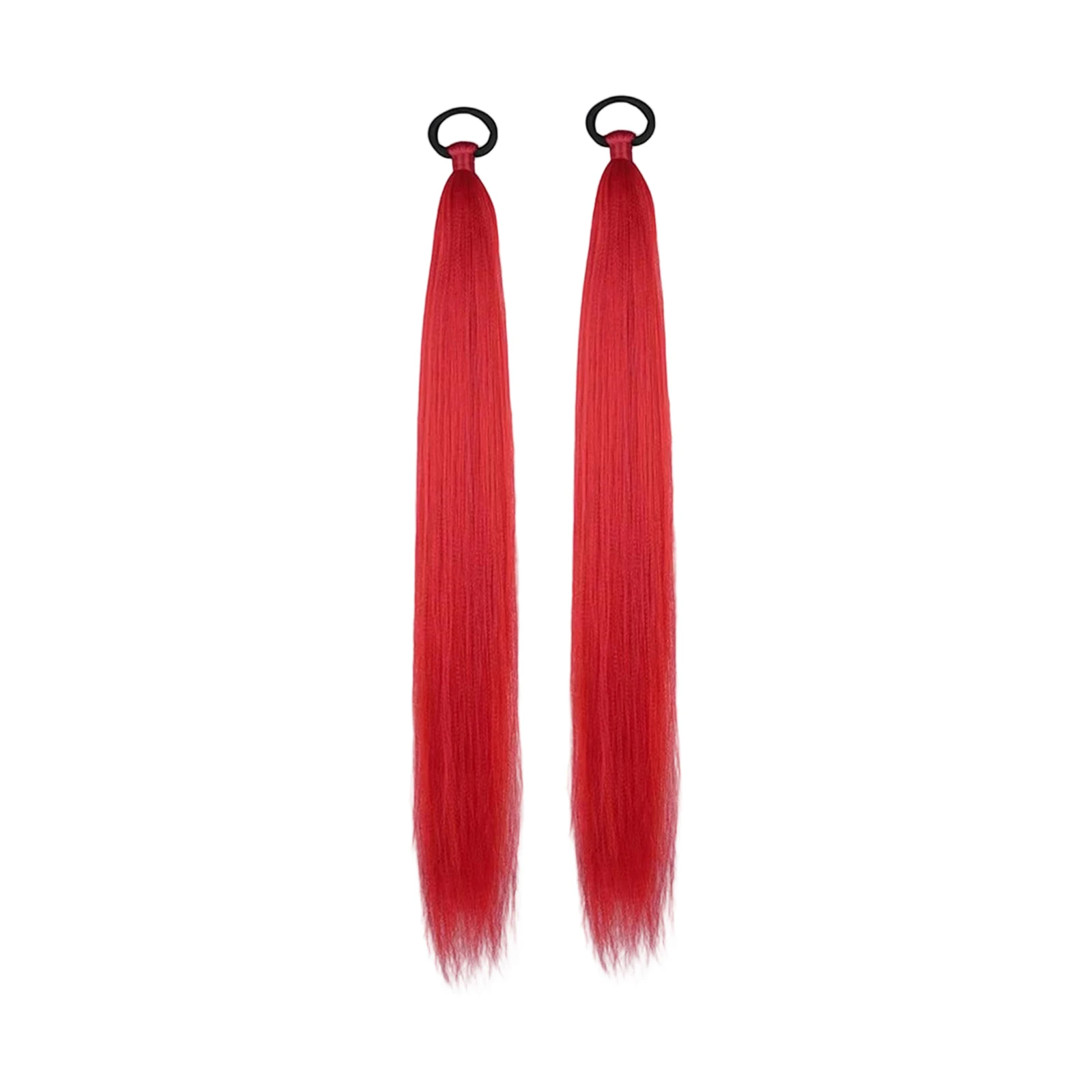 2 uds cola de caballo recta sintética con lazo elástico para el cabello trenzado colorido accesorios de Cosplay extensiones de cola de caballo cabello para niñas
