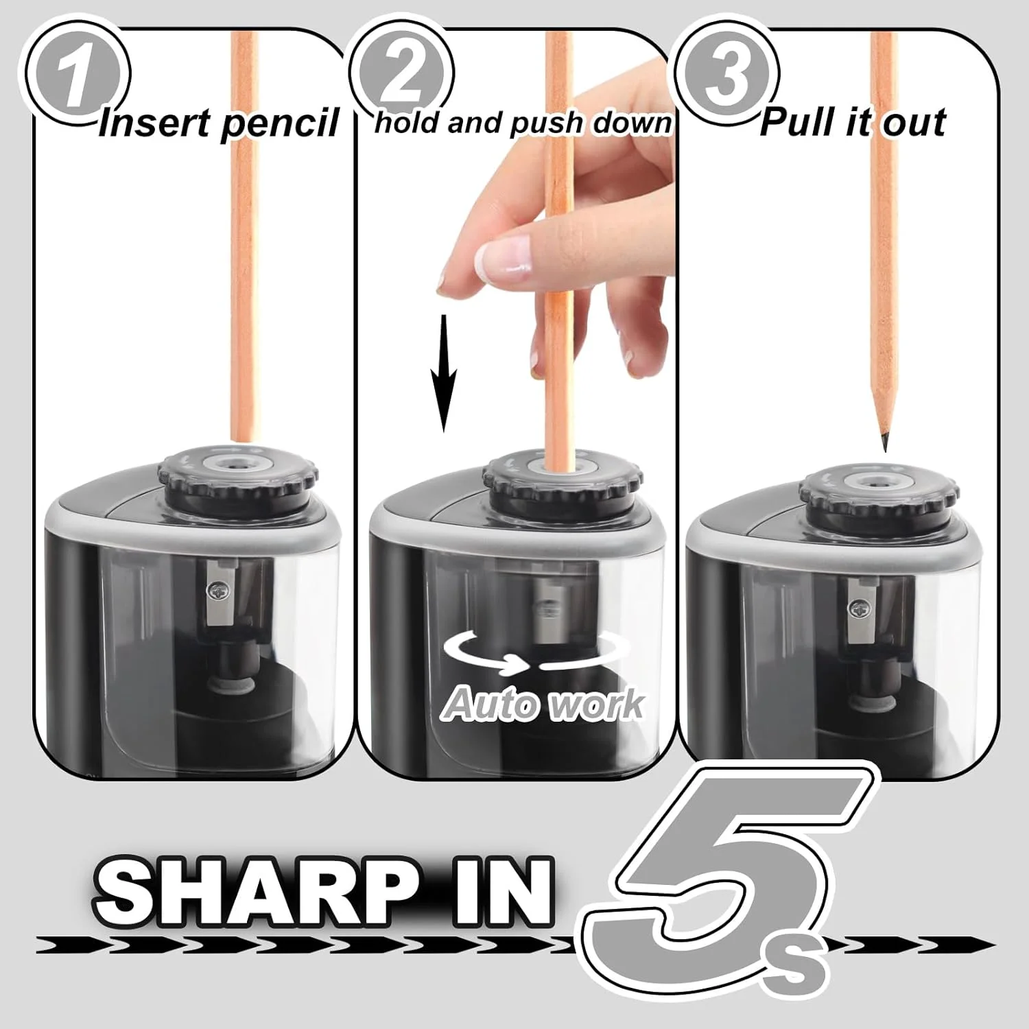 Battery Pencil sharpeners for Colored Pencils, Portable  Pencil Sharpener for #2 No.2  Pencils (6-8mm), Battery Operated sharpen