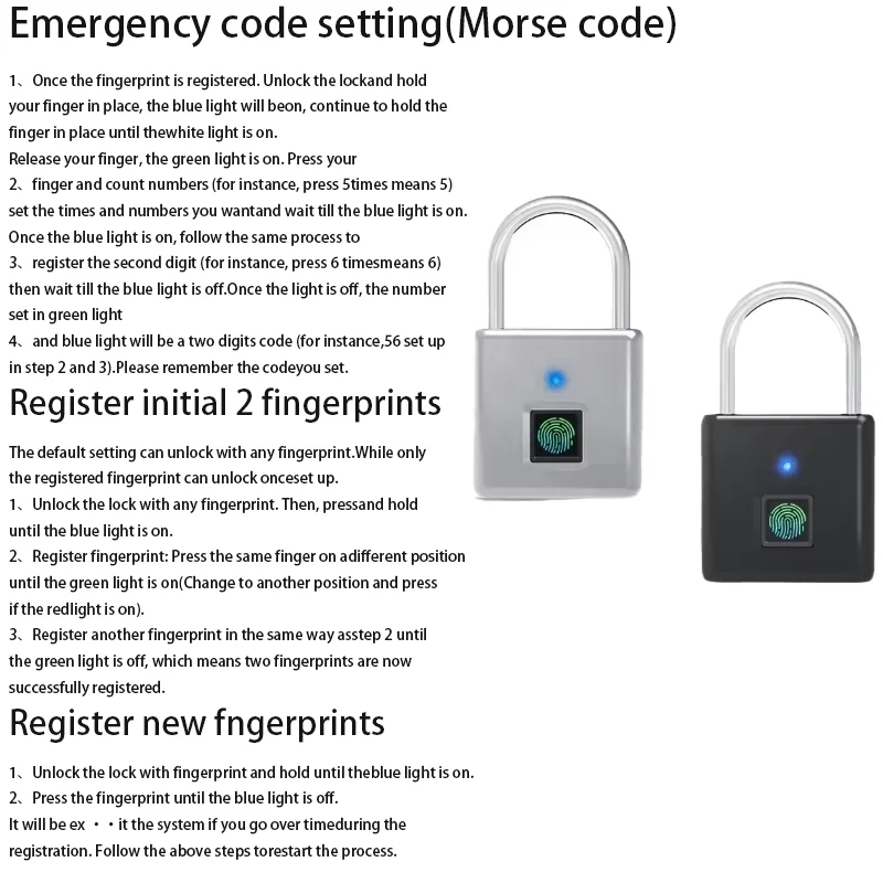 Fingerprint Padlock Anti-theft Waterproof USB Portable Smart Portable Digit  Keyless Security Lock Charging Outdoor Waterproof