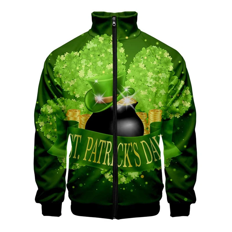 Irish St.Patrick Day Jacket 3D Print Men Women Fashion Zipper Coats Clothes Tops Oversized Sweatshirt Hoodie Boys Girls Clothing