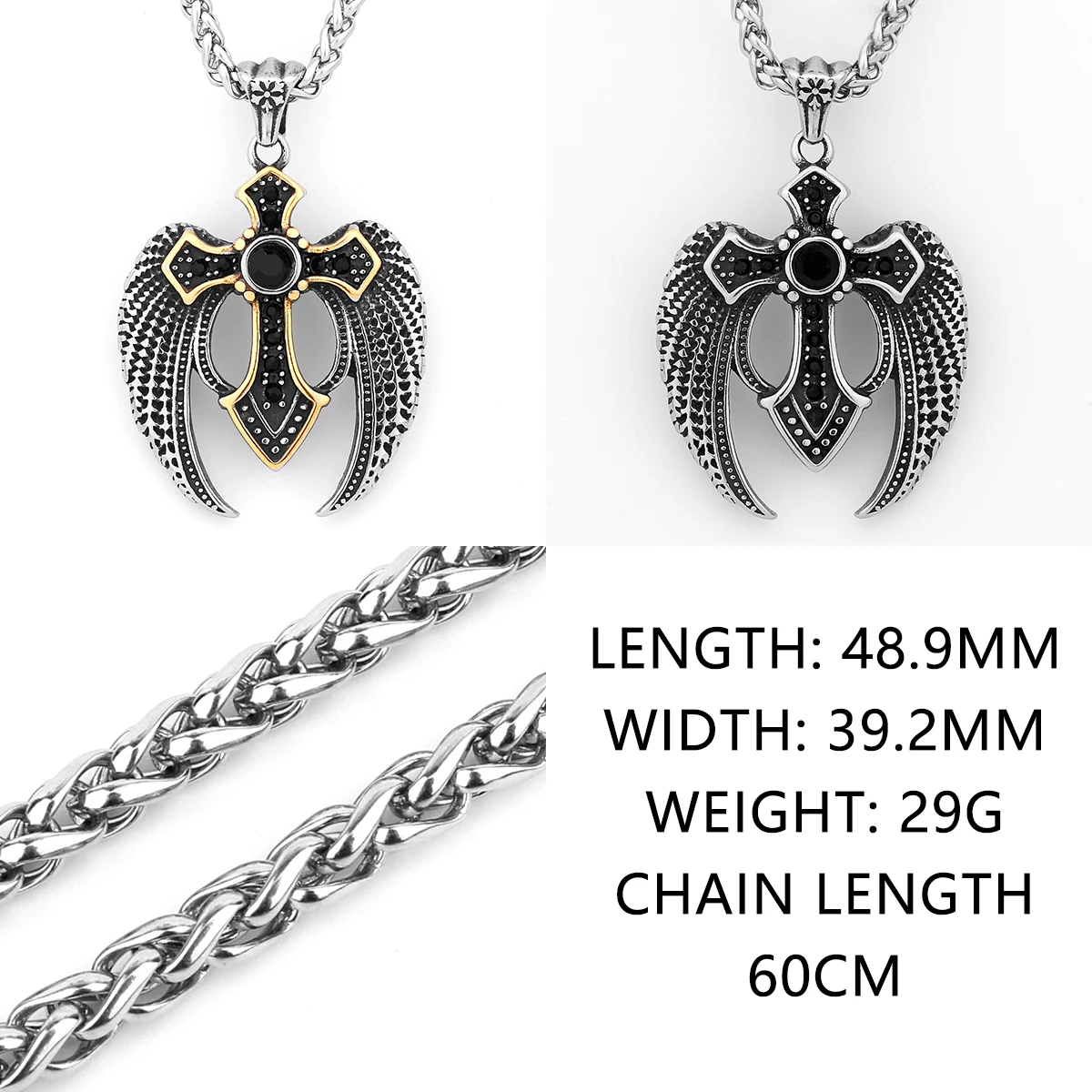 Cross Angel Wings Stainless Steel Pendant Men and Women Punk Charm Necklace Send Friends Gift Fashion Jewelry Wholesale