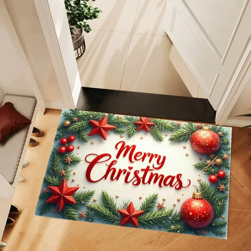 RAKKS عيد الميلاد كارول سلسلة احتفالية كريستال المخملية المطبوعة السجاد مدخل القدم حصيرة الحمام الكلمة حصيرة غرفة نوم باب السجاد.