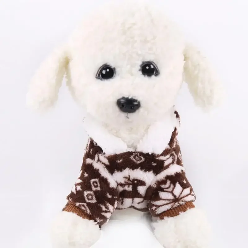 1PC Pet Dog Warm Clothes Puppy Jumpsuit Hoodie Coat Doggy Apparel Coral Fleece Warm Clothes Teddy XS-XXL Sweaters  Pets