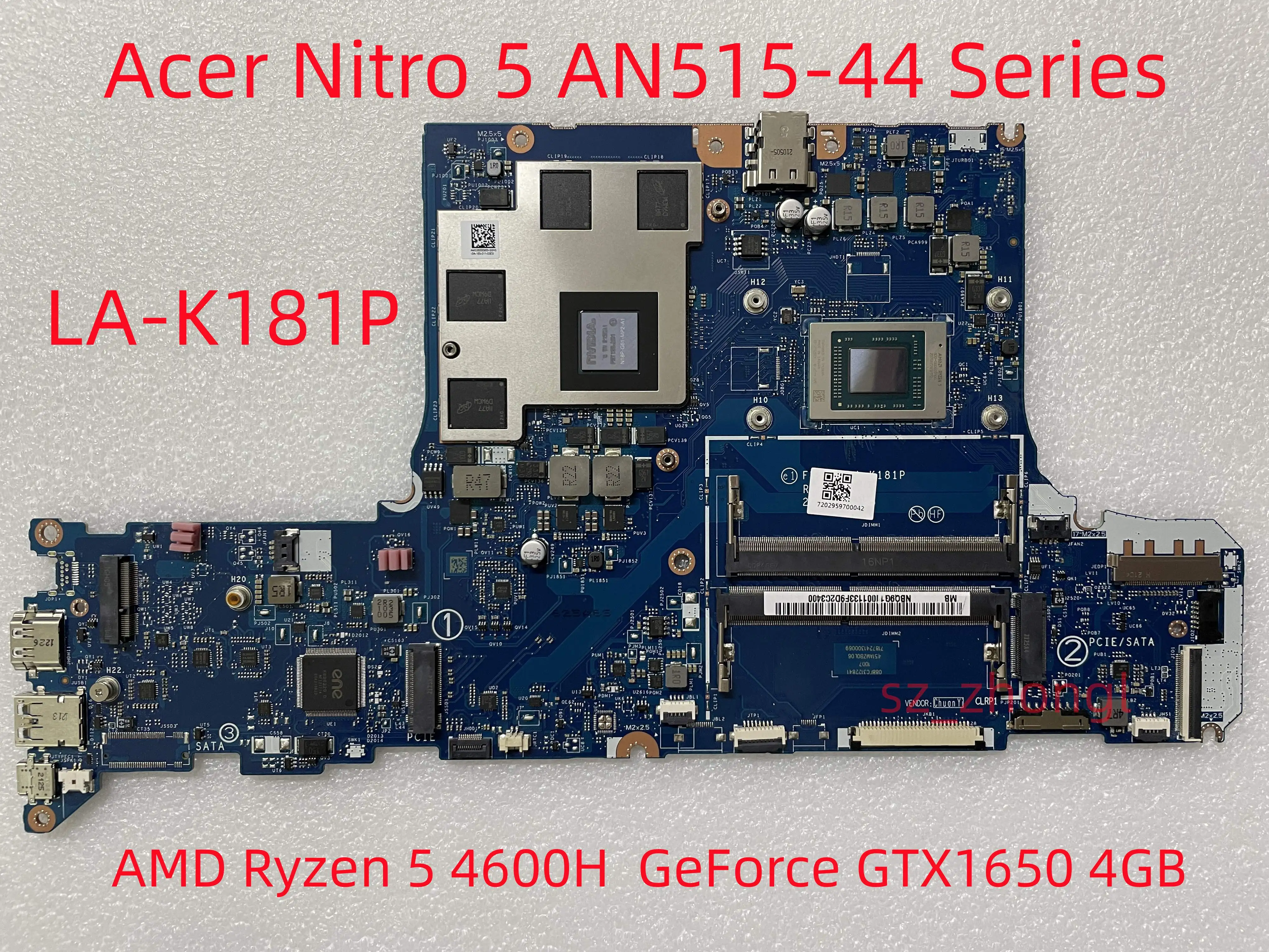 LA-K181P For Acer Nitro 5 AN515-44 Series AMD Ryzen 5 4600H GTX1650 4GB Laptop Motherboard NB.Q9G11.001