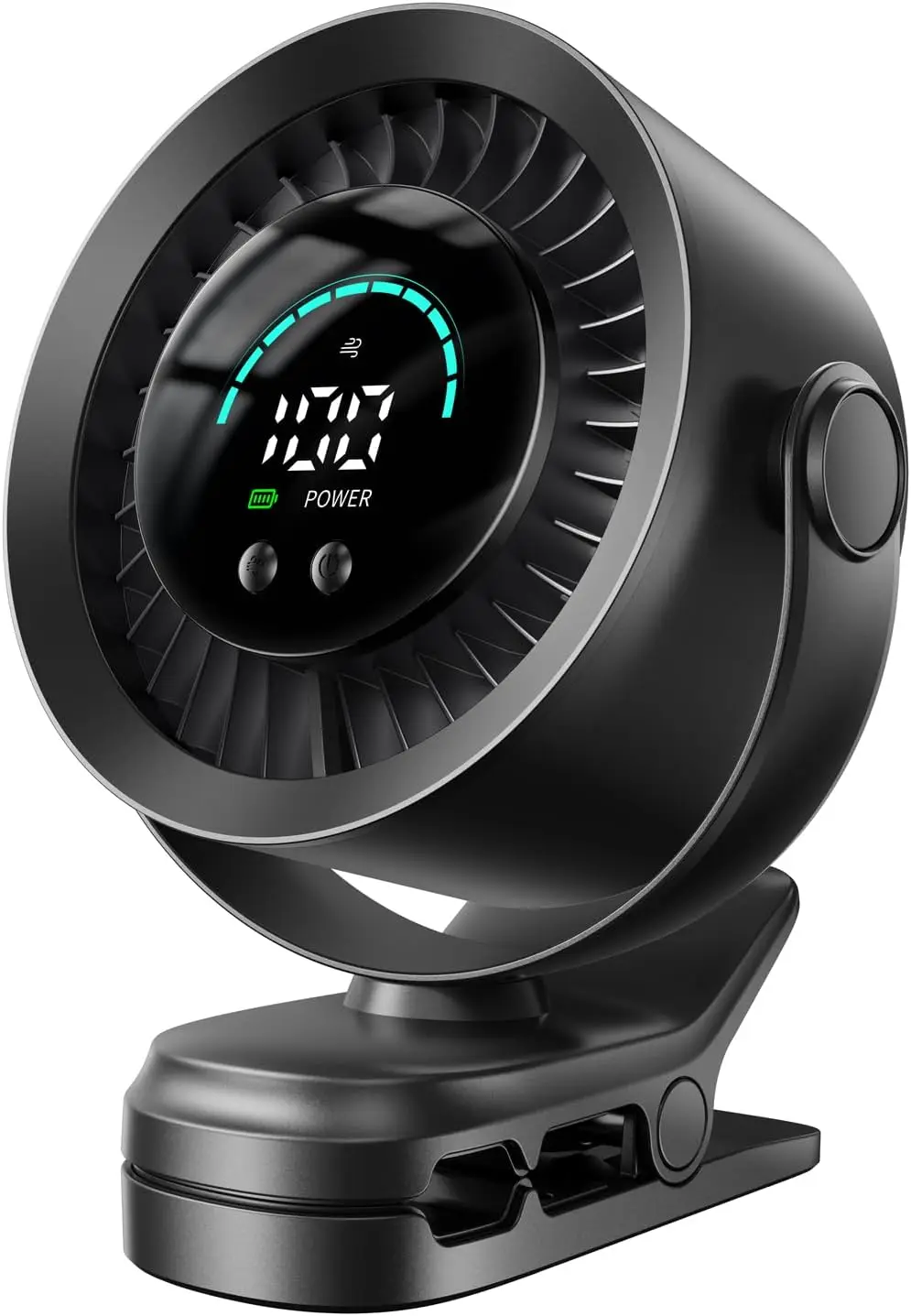 

Portable Clip On Fan, 100-Speed Rechargeable USB Fan With LED Display, 360° Rotation & Strong Airflow Desk Fan, Up To 17Hours