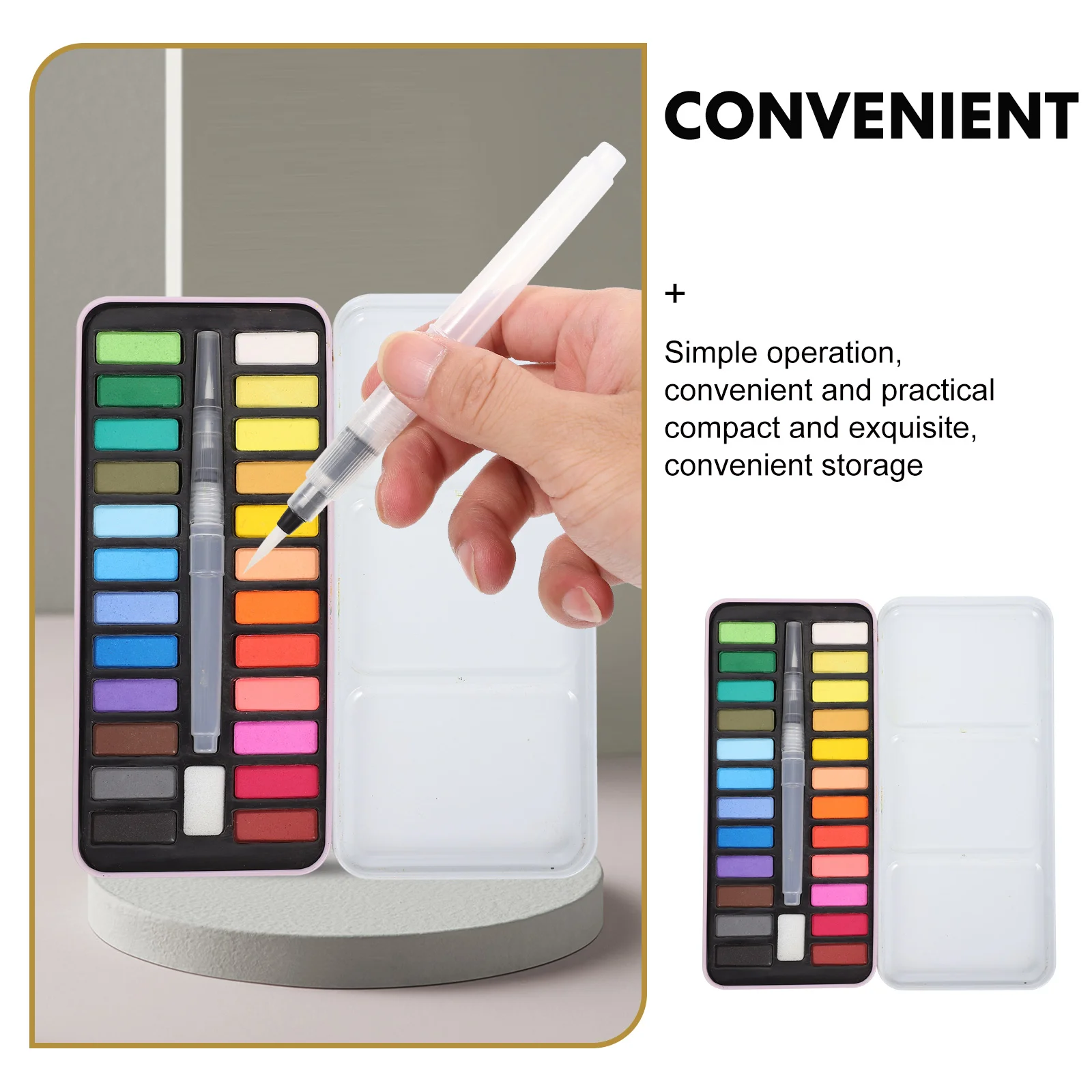 Multifunction Solid Watercolor Travel Iron Artist Paint Multi-function Gouache Kit