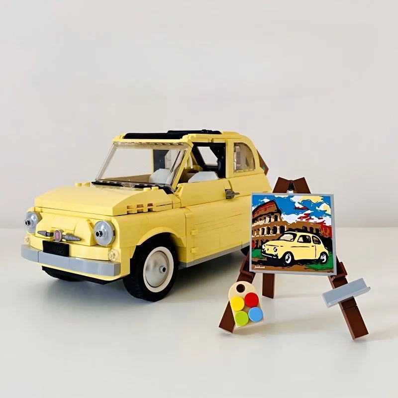 

960PCS Classic Yellow Retro Travel Car Building Blocks Set - Vehicle Model Assembly Collectible Toy for Kids & Adults