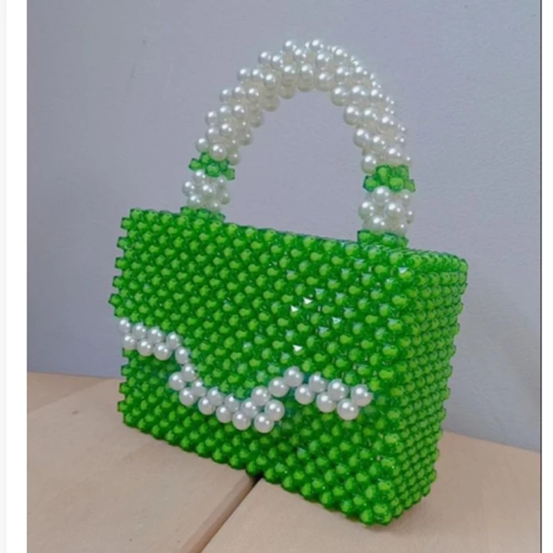 Luxury High-end Banquet Party Pearl Women's Bag Niche Design Green Patchwork Beaded Ladies Handbag New Fashion Custom Colors