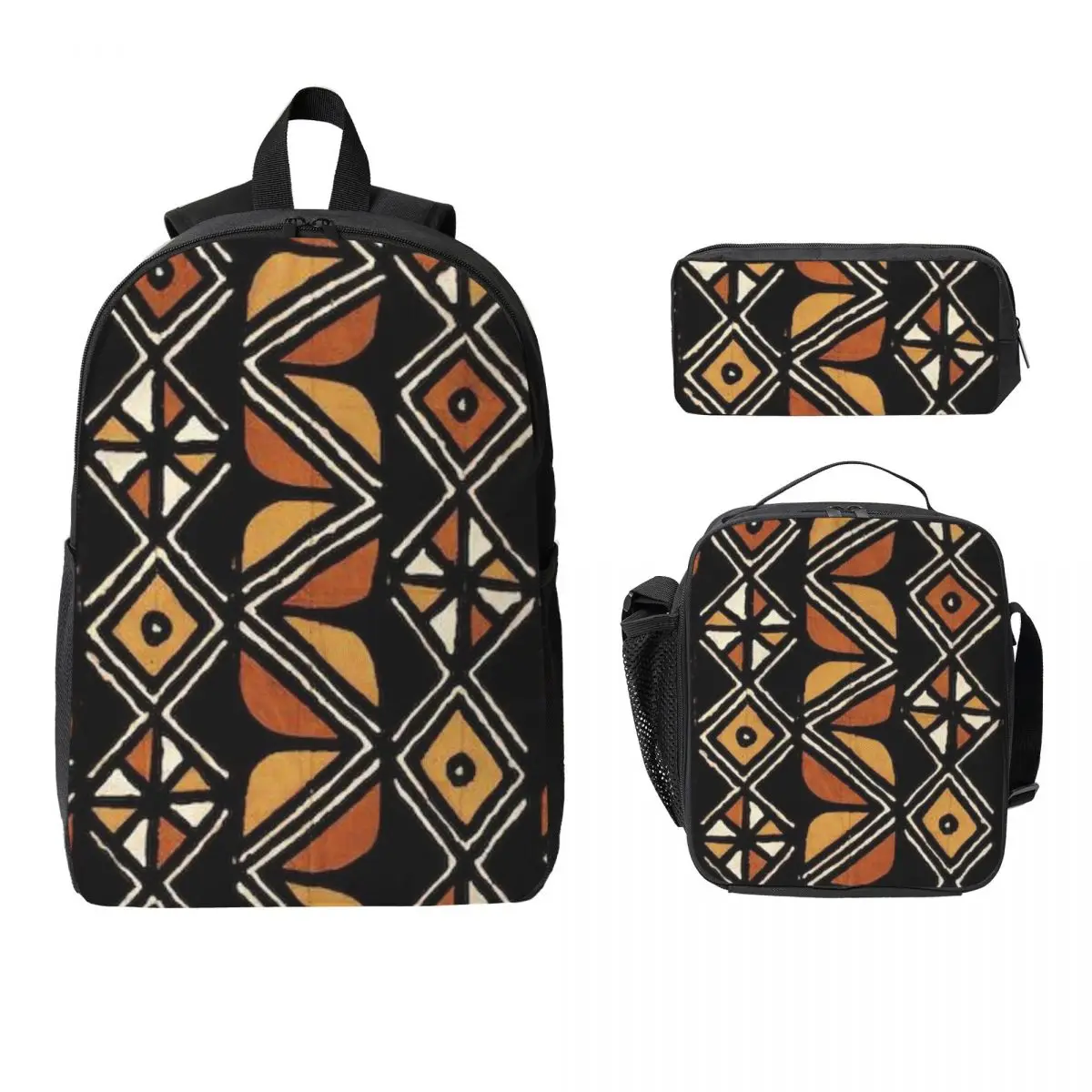 

African Tribal Pattern Backpack Student Boys Girls BookBag School Bag Laptop Shoulder Bags 3ps Insulated Lunch Bag Pencil Case