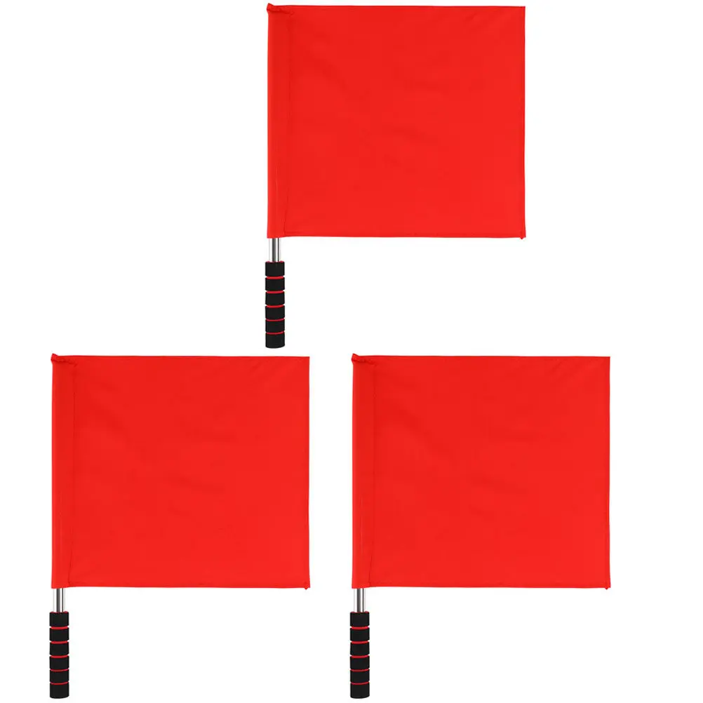 

3Pcs Elegant Red Warning Signal Flags Lightweight Portable Handheld Flags for Track Field Racing Traffic Control Referee
