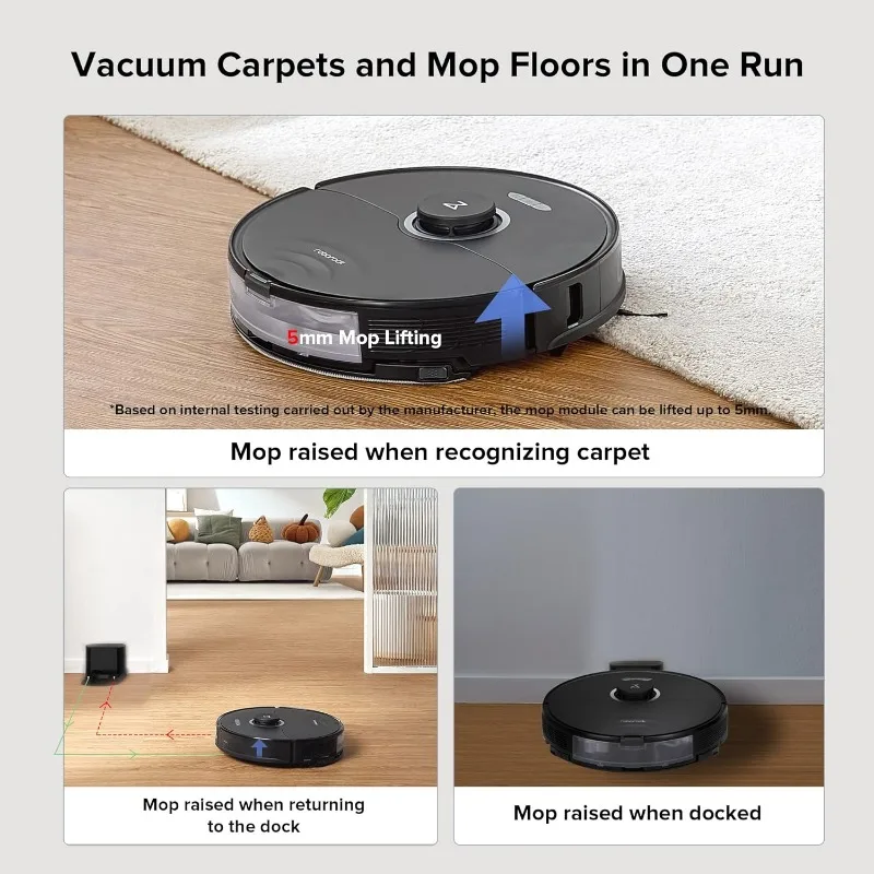 roborock S8 Robot Vacuum and Mop Cleaner, DuoRoller Brush, 6000Pa Suction, ReactiveAI 2.0 Obstacle Avoidance, Sonic Mopping