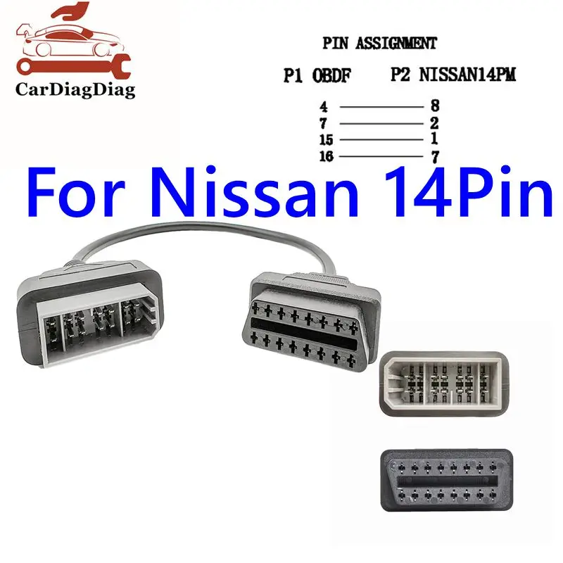 

Диагностический разъем OBD2 для Nissan 14-контактный диагностический кабель OBD для адаптера Nissan OBDII автомобильный диагностический разъем 1 шт.