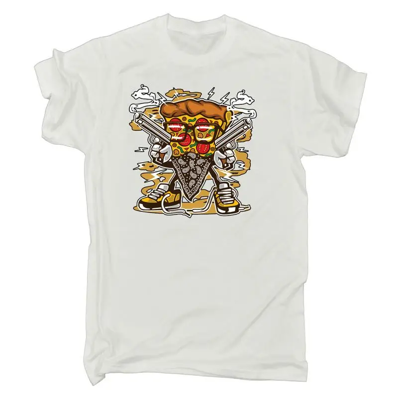 

Pizza Gangster Retro Food Cartoon Mens Funny T Shirt